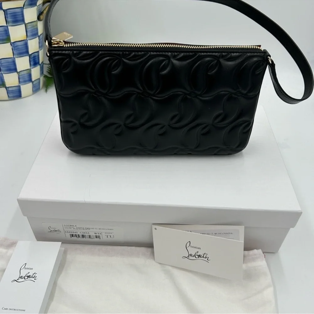 Women’s Christian Louboutin shoulder bag CL embossed Napa leather made i…